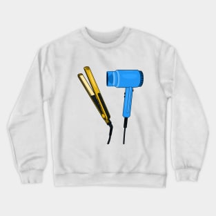 Hair dryer & hair straightener illustration Crewneck Sweatshirt